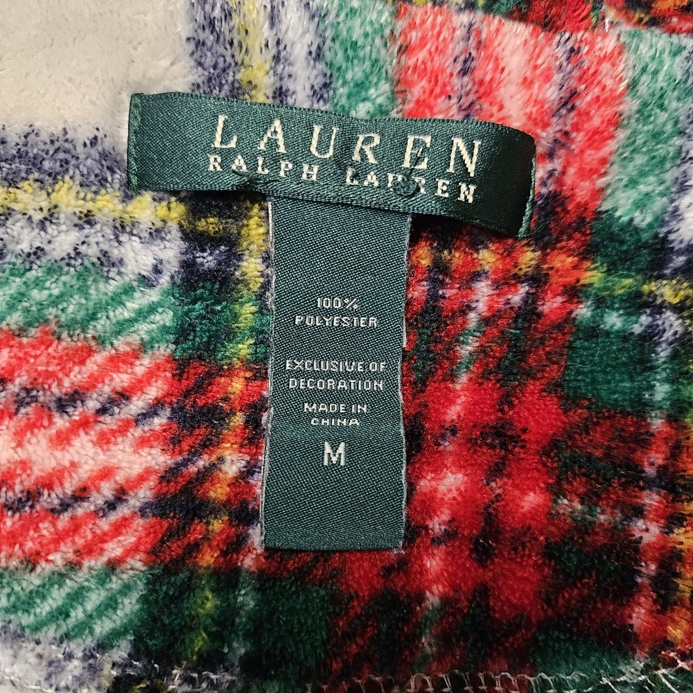 Lauren Ralph Lauren Women's Shawl Collar Robe In Ivory Plaid Size M - Picture 6 of 7